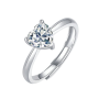 1.00CT Certified Heart Moissanite Diamond Sterling Silver Adjustable Ring