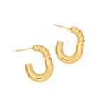 Waterproof Stainless Steel Twist Detail Hoop Earrings