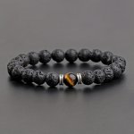 Men's Lava Stone Can Drop Essential Oil Bead Bracelet Father's Day Gift