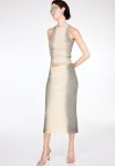 Ribbed Pencil Skirt - Light Beige ombre