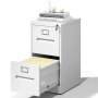 Steel Vertical 2 Drawer Filing Cabinet Inner Handle With Card Slots - White