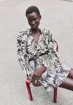 Oversized Tie-detail Dress - Black Multi White