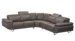 Dennis Dark Grey Leather Corner Sofa