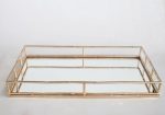 Rectangular Metal Bamboo Look Gold Tray 9X70X40CM