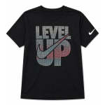 Nike Girls Level Up Gradient Boxy T-Shirt In Black Multi - Black Multi L