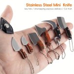 The Hobbyworker MINI Knife Stainless Steel Tiny Knives With Sheaths Chef Knife Edc Bottle Opener Keychains Small Cleaver Pocket