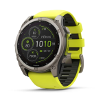 Garmin Fenix 8 - 51MM - Solar Sapphire - Titanium With Amp Yellow graphite Silicone Band