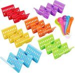 6 Pack Reuseable Large Taco Holders Stands Rack For 3 Tacos With Spoons Plastic Cooking Spoon Kitchen Tool Set