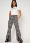 Split Hem Trousers - Mono Check