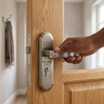 Polished Aluminum Lever Handle Door Lock