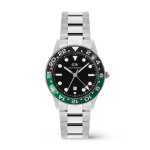 Iconic Gmt Link Black Green Ceramic Bezel Silver Watch