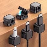 6PCS Cord Organizer Holder Magnetic Desktop Cable Clip Management Hidden Phone Charging Cord Holder For Nightstand Kitchen Appli