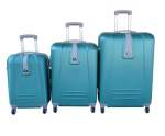 Smte Durable Abs 3-PIECE Luggage Set With Spinner Wheels& Combination Lock-green With Keychain