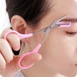 Eyebrow Scissors With Comb Stainless Steel Scissors Safety Eyebrow Makeup Scissors