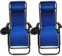 2 Piece Reclining Sun Loungers Folding Chairs Fabric Lounger Finish Colour - Black