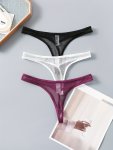 3PCS Solid Heart Print Lace Seamless Thongs Sexy Comfy Breathable Stretchy Intimates Panties Women's Lingerie & Underwear