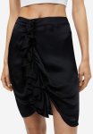 Draped Flounce-detail Skirt - Black