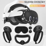 Silicone Cover Set Compatible With Oculus meta Quest 3 VR Controller Grips Cover Silicone Face Pad Lens Protection Cover Thumb S