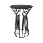 Tall Drum Metal Side Table Black White - White