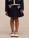 Coco Bow Girls Knit Skirt - 10-12 Yrs Navy white