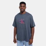 Calvin Klein Mens Tricolor Monologo Graphic T-Shirt In Charcoal - Navy XL