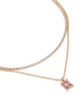 Goldair Gold Cupchain Pink Baguette Layered Necklace