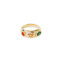 Tourmaline Citrine And Carnelian Trilogy Ring In Yellow Gold