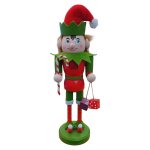 Wooden Nutcracker With Candy Cane And Presents 27CM