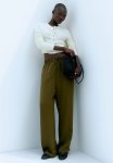 Wide Pull-on Trousers - Dark Khaki Green