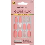 Beauty Topic Glam & Lux Medium Oval Coral & Glitter Nail Set 24 PACK