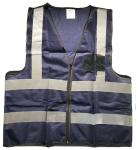 Navy Reflective Vest With Zip & Id Pouch