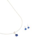 Silver Plated Blue Cubic Zirconia Necklace & Earrings Set