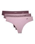 Women's Ua Pure Stretch Thong 3-PACK Printed - Mauve Pink XS