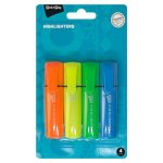 Pnp Highlighters Flat Barrel 4 Pack