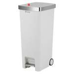 45L Pedal & Lid Lift BIN Plastic Slim Rectangle With Wheels White