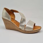 Nompempe Leather Wedge Sandal - Bark soft Gold - 8