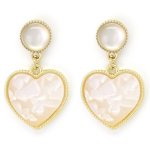 Heart Earrings With Light Pink Acrylic Inlay