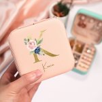 1PC Personalized Jewelry Box Travel Portable Jewelry Case Small Zipper Box Jewelry Organizer Case Creative Letter Pattern & Cust