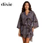 Heraldic Palm Dring Front Tie Dress - Bitter Choc M