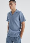 Heavy Pleated Revere Polo - Blue