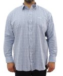Mens Long Sleeve Check Shirt - 8XL Wht blue