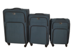 Smte-trolley 3 Piece Travel Luggage Spinner -fabric Blue With Keychain
