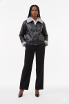 Faux Leather Jacket For Women Fur Detail Bomber Jacket Rage - XXL Black