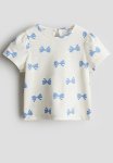 Printed Jersey Top - Cream & Bows