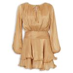 Rust Shimmer Blouson Tiered Dress