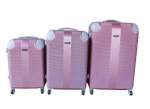 Smte 3-PIECE Abs Hardshell Luggage Set Pink With Spinner Wheels And Lock With Keychain