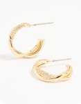 Goldair Gold Plated Cubic Zirconia Twisted Hoop Earrings