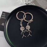 2 Pcs Stick Figure Couple Keychains Alloy Metal Cute Funny Love Design Romantic Pendant For Valentine's Day Men's And Women's Ac