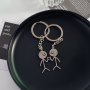 2 Pcs Stick Figure Couple Keychains Alloy Metal Cute Funny Love Design Romantic Pendant For Valentine's Day Men's And Women's Accessories