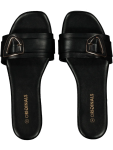 Buckle Detail Slide Sandals - 8 Black